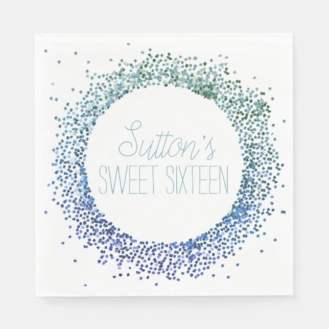 Blue Glitter Circle Napkins (Front)