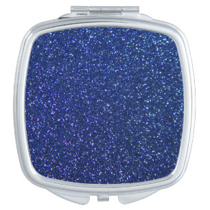 Blue Glitter Compact Mirror