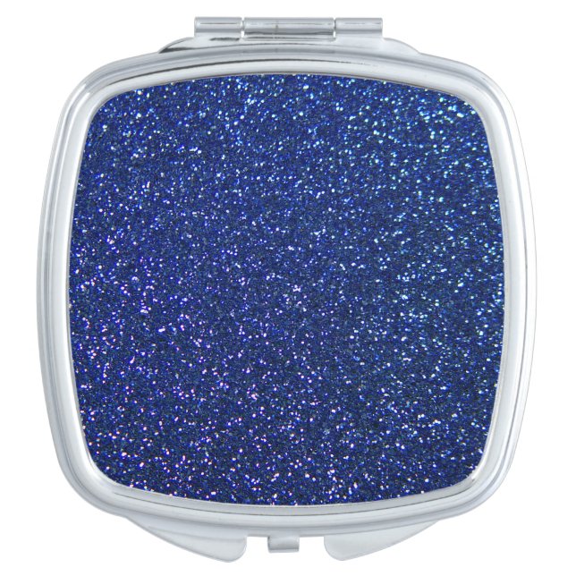 Blue Glitter Compact Mirror (Front)