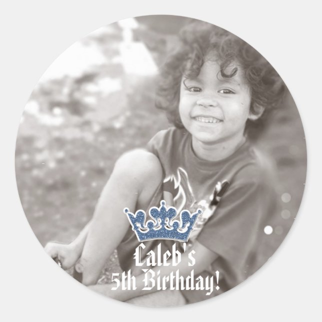 Blue Glitter Crown Royal Prince PHOTO Sticker (Front)