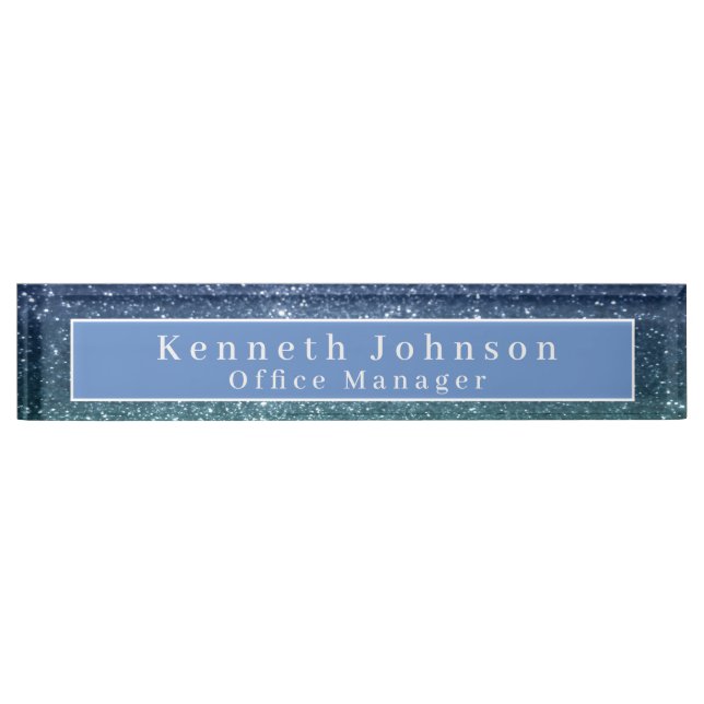 Blue Glitter Desk Name Plate (Front)