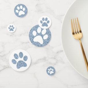 Blue Glitter Dog Cat Paw Print Animal Tracks Large Confetti