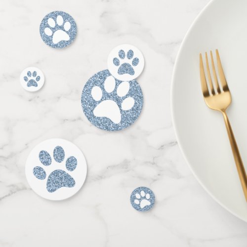 Blue Glitter Dog Cat Paw Print Animal Tracks Large Confetti