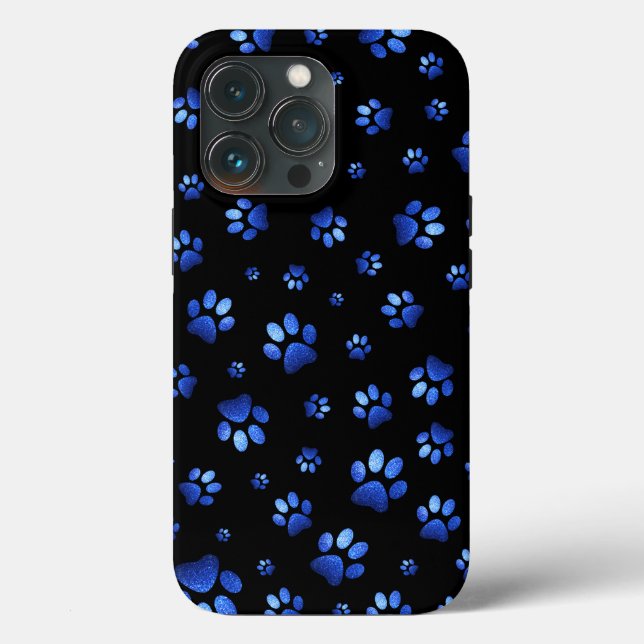 Blue glitter dog paw pattern  Case-Mate iPhone case (Back)