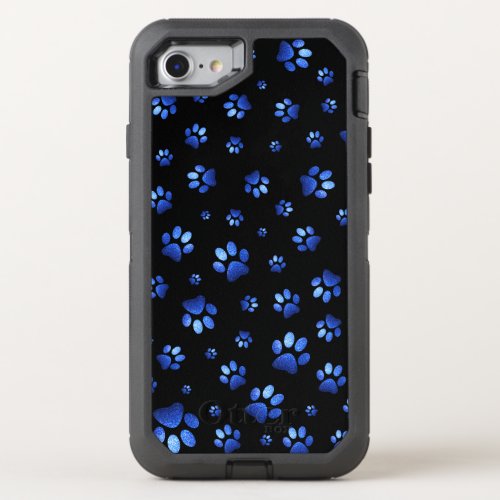 Blue glitter dog paw pattern  OtterBox defender iPhone SE87 case