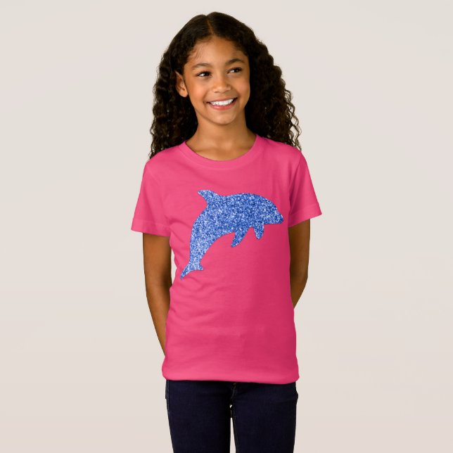 Blue Glitter Dolphin T-Shirt (Front Full)
