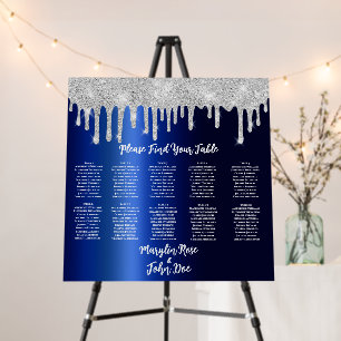 BLUE GLITTER DRIP ELEGANT WEDDING FOAM BOARD