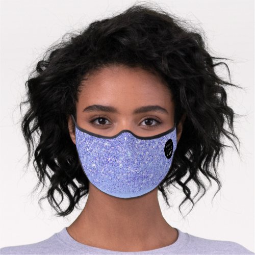 Blue Glitter Effect Sparkly Custom Logo Elegant Premium Face Mask