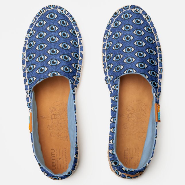 Blue Glitter Eyes Pattern  Espadrilles (Front)