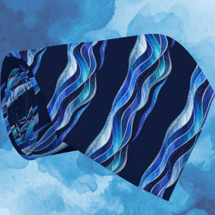 Blue Glitter Faux Silk Luxury Gentleman's Neck Tie