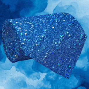 Blue Glitter Faux Silk Luxury Gentleman's Neck Tie