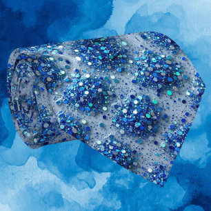 Blue Glitter Faux Silk Luxury Gentleman's Neck Tie