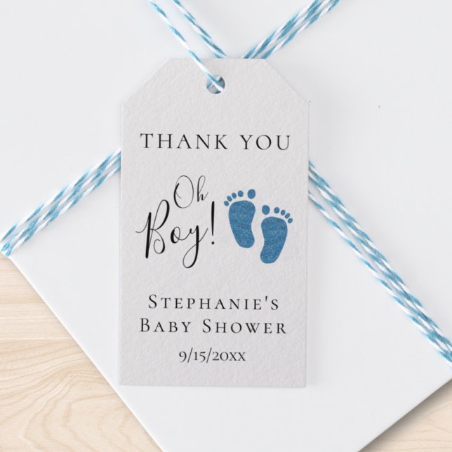 Blue Glitter Feet Baby Shower Thank You  Gift Tags (Creator Uploaded)