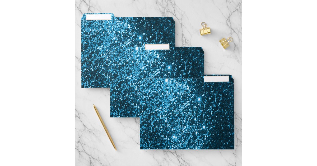 Blue Glitter File Folder | Zazzle