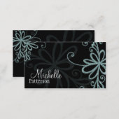 Blue Glitter Floral Design Business Cards (Front/Back)
