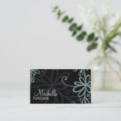 Blue Glitter Floral Design Business Cards (Standing Front)