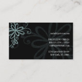Blue Glitter Floral Design Business Cards (Back)