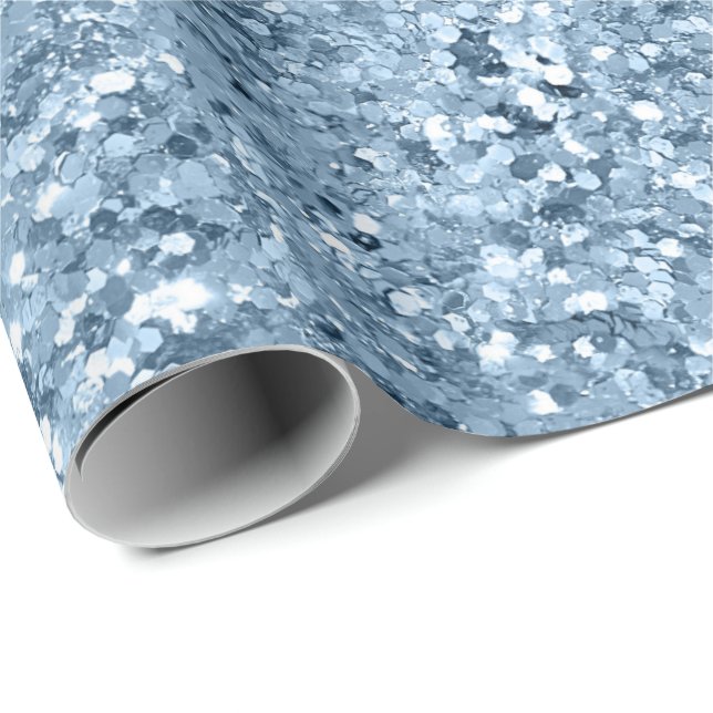 Blue Glitter Glam Bling Trend Stylish Gift for Her Wrapping Paper (Roll Corner)