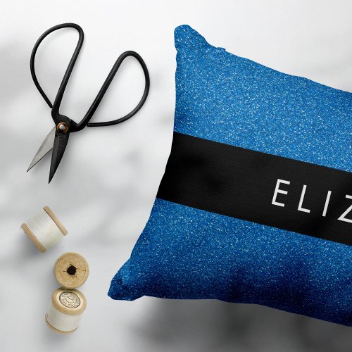 Blue Glitter Glitter Background Your Name Accent Pillow
