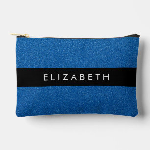 Blue Glitter, Glitter Background, Your Name Accessory Pouch