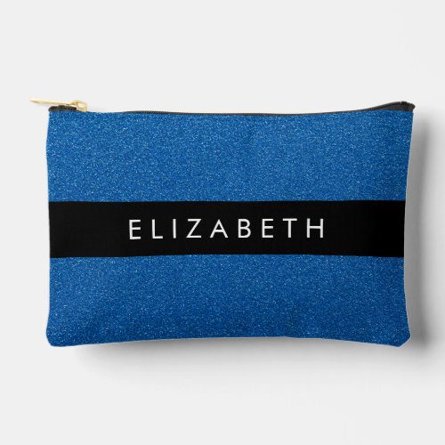 Blue Glitter Glitter Background Your Name Accessory Pouch