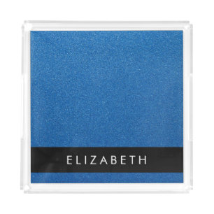 Blue Glitter, Glitter Background, Your Name Acrylic Tray