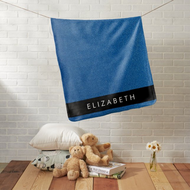 Blue Glitter, Glitter Background, Your Name Baby Blanket (In Situ)