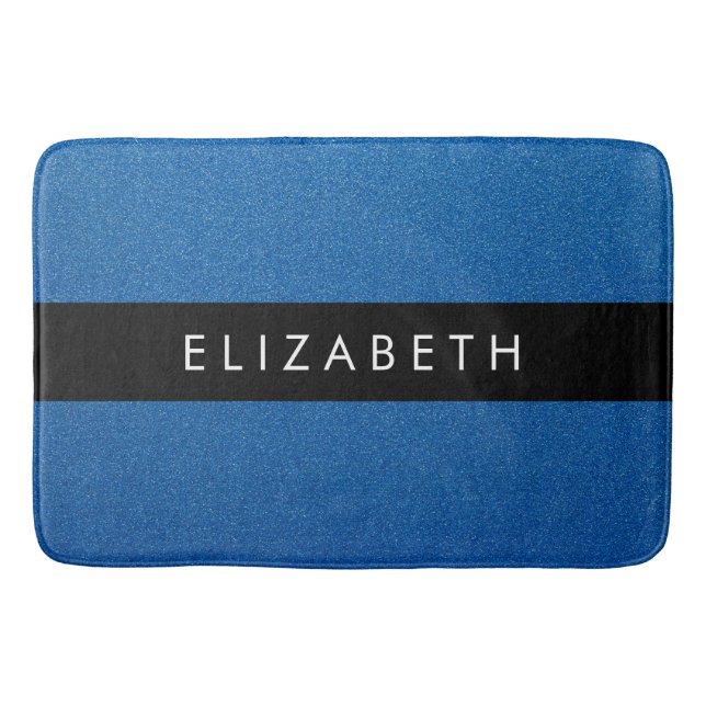 Blue Glitter, Glitter Background, Your Name Bath Mat (Front)