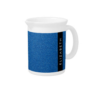 Blue Glitter, Glitter Background, Your Name Beverage Pitcher