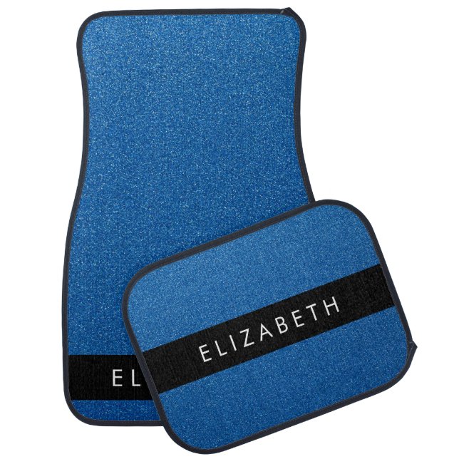 Blue Glitter, Glitter Background, Your Name Car Floor Mat (Set)