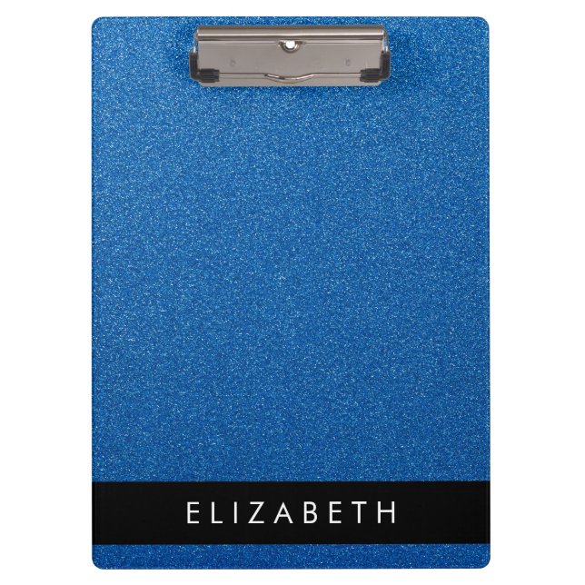 Blue Glitter, Glitter Background, Your Name Clipboard (Front)
