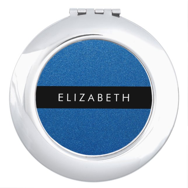 Blue Glitter, Glitter Background, Your Name Compact Mirror (Front)