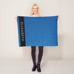 Blue Glitter, Glitter Background, Your Name Fleece Blanket
