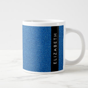 Blue Glitter, Glitter Background, Your Name Giant Coffee Mug