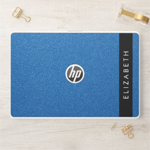 Blue Glitter, Glitter Background, Your Name HP Laptop Skin