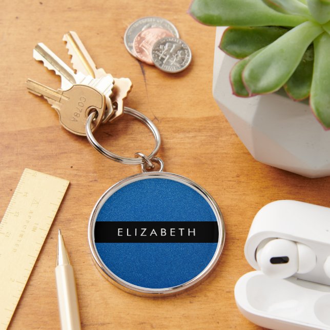 Blue Glitter, Glitter Background, Your Name Keychain (Desk)