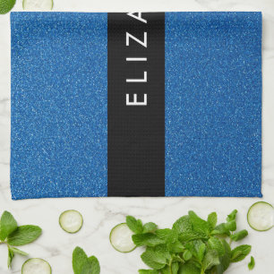 Blue Glitter, Glitter Background, Your Name Kitchen Towel