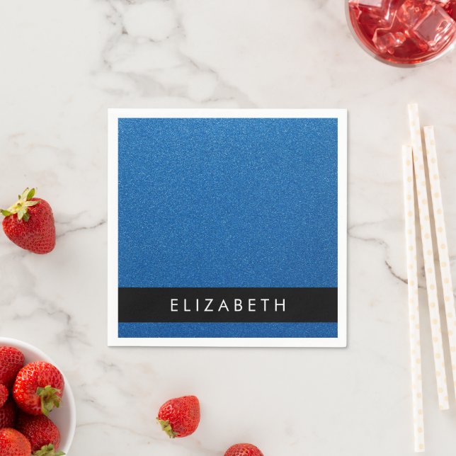 Blue Glitter, Glitter Background, Your Name Napkins (Insitu)
