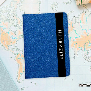 Blue Glitter, Glitter Background, Your Name Passport Holder