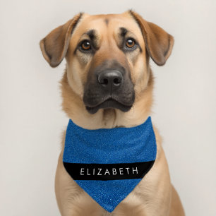 Blue Glitter, Glitter Background, Your Name Pet Bandana Collar