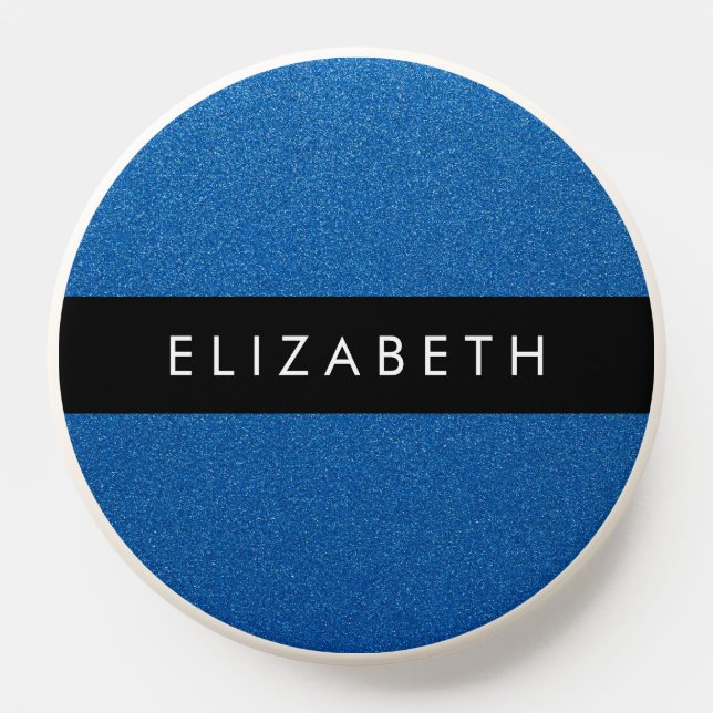 Blue Glitter, Glitter Background, Your Name PopSocket (Popsocket)