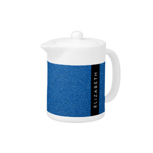 Blue Glitter, Glitter Background, Your Name Teapot