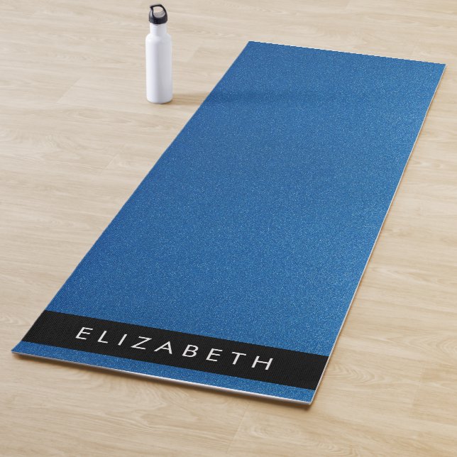 Blue Glitter, Glitter Background, Your Name Yoga Mat (In Situ)