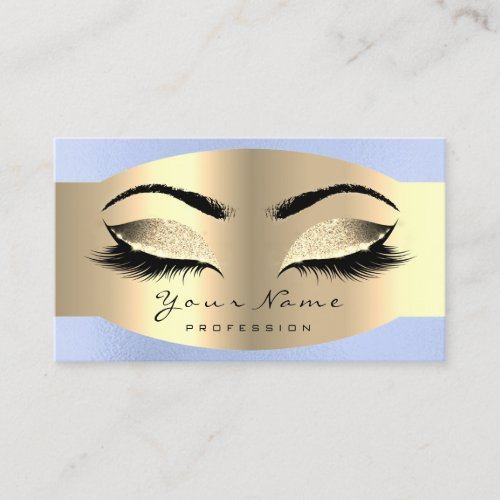 Blue Glitter Gold Makeup Artist Lash Extens Brows Appointment Card