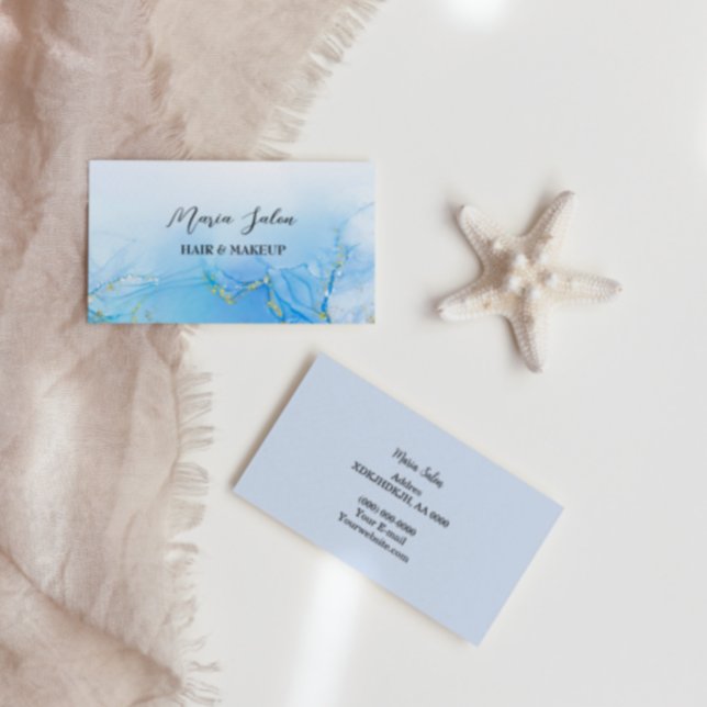 Blue glitter gold  watercolor Business Card (Creator Uploaded)