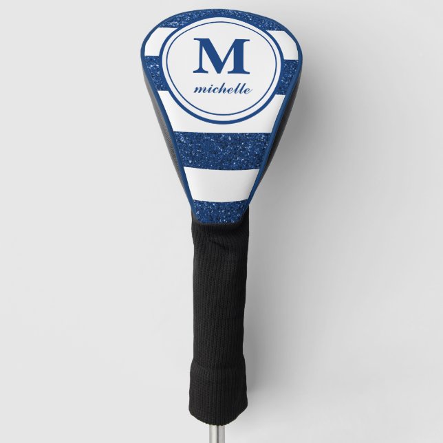 Blue Glitter | Golf | personalized NAME monogram Golf Head Cover (Front)
