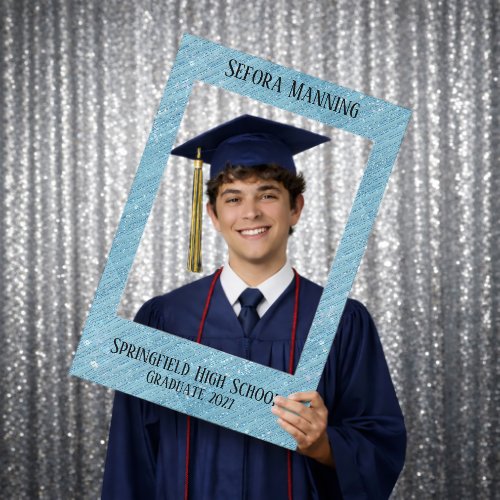 Blue Glitter Graduation Selfie Frame
