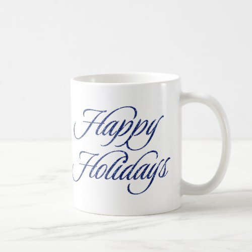 Blue Glitter Happy Holidays Gift Mug