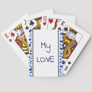 Blue glitter heart playing cards