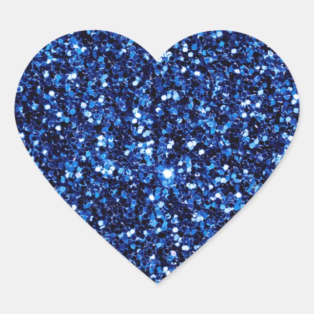 Blue Glitter Heart Sticker (Front)